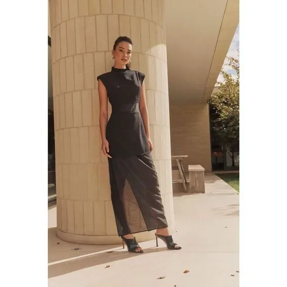 CURAAE Bond Sleeveless Mesh Maxi Dress In White Cocktail Size S NW0T - Picture 2 of 5